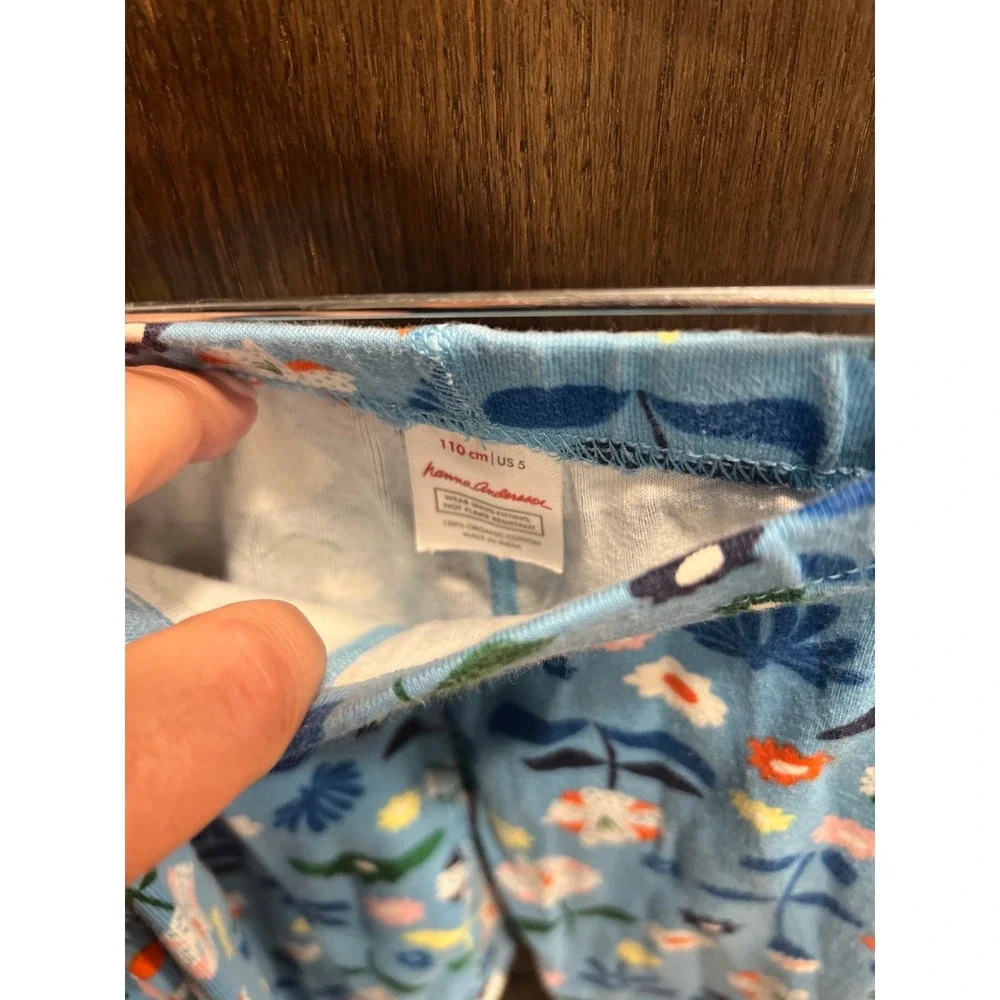 Hanna Andersson‎ blue flower pajama set girls 6-7